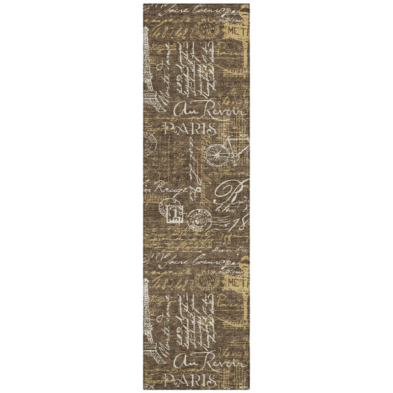 Machine Washable Indoor/Outdoor Chantille ACN2639 Novelty Rug, Chocolate, 2'3" x 7'6" Runner