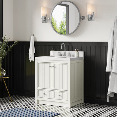 Meuble-lavabo 30 po avec comptoir en quartz blanc Thassos Aula