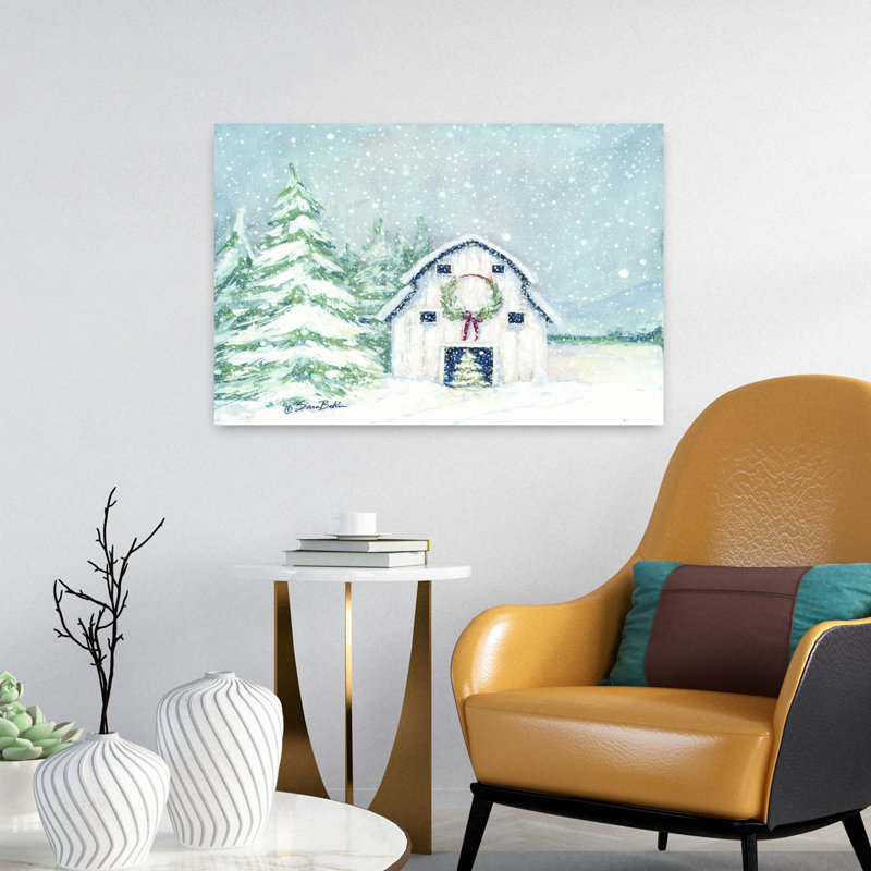 Art contemporain contemporain abstrait rustique abstrait arbre à feuilles persistantes pin paysage d'hiver, H 16 po x l 24 po
