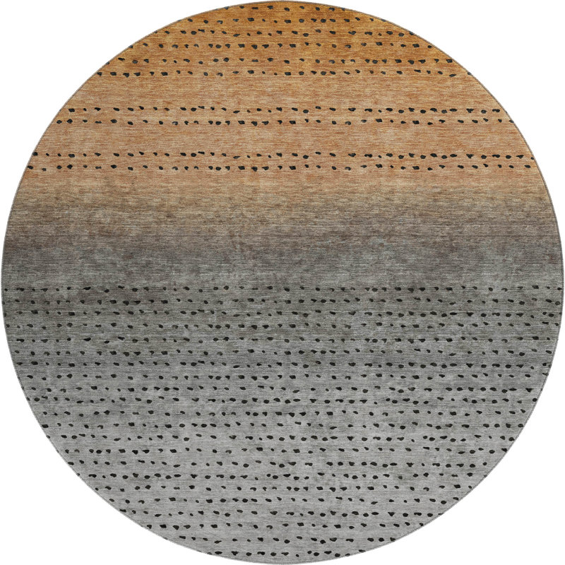 Premium Machine Washable Ansley Abstract Rug, Round 8'