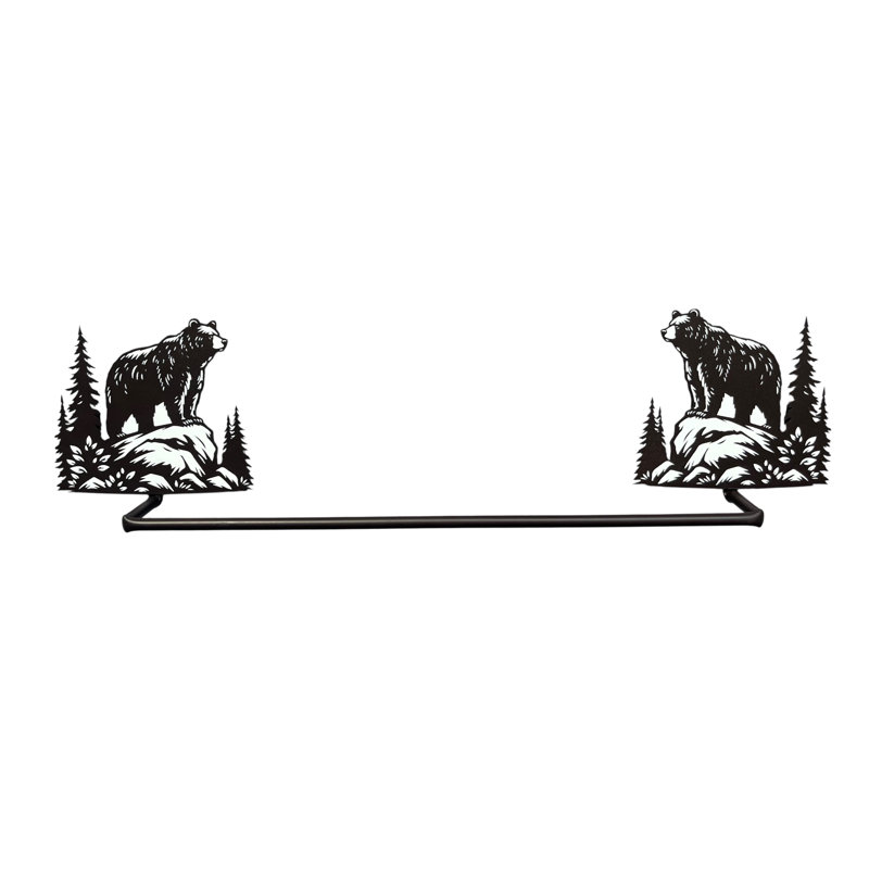 BEAR ON ROCK TOWEL BAR