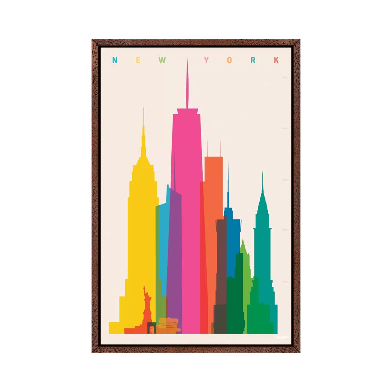 New York City 1 Piece Floater Frame Wall Art on Canvas, 152.5 cm H x 101.5 cm W, Classic Wood Framed