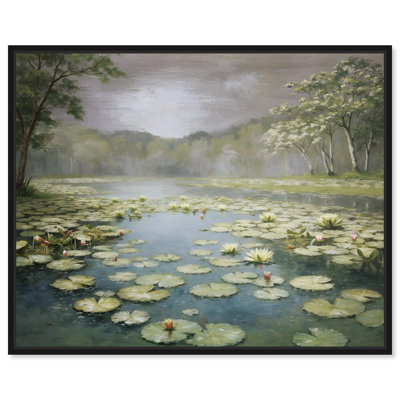 «Serene Water Lilies», impression murale sur toile par Art Remedy, cadre noir, 30 x 24
