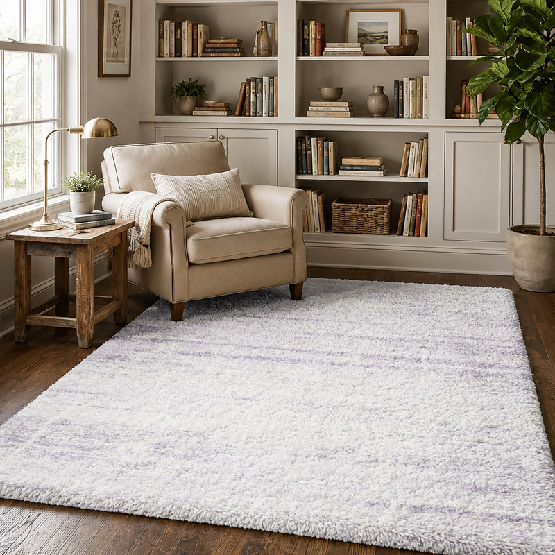 Tapis moderne Dream Shag ADS747, lavable à la machine de qualité supérieure, Lavender, 10 pi x 14 pi