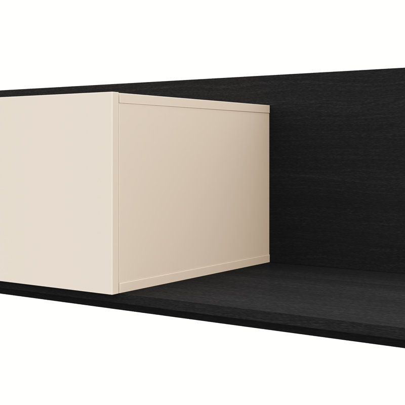 Console télé avec armoire de rangement Noa, Noir / Ivoire