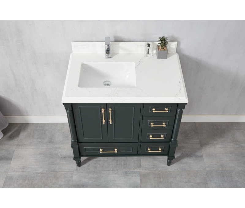 Ensemble de meuble-lavabo simple 36 po Flavell, Bord à double gorge Empira
