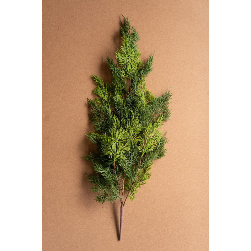  Artificial Cedar Spray for Home Decor – Faux Greenery Stem for Vase and Holiday Styling, 27" (Set of 6)