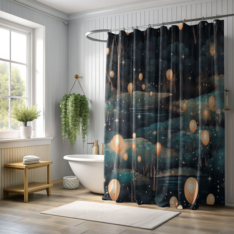 Rideau de douche Forest Whispers, H 74 po x l 71 po