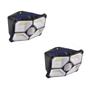 Ensemble de 2 lampes murales solaires à détecteur de mouvement - Lampe de sécurité extérieure imperméable pour cour, jardin et patio