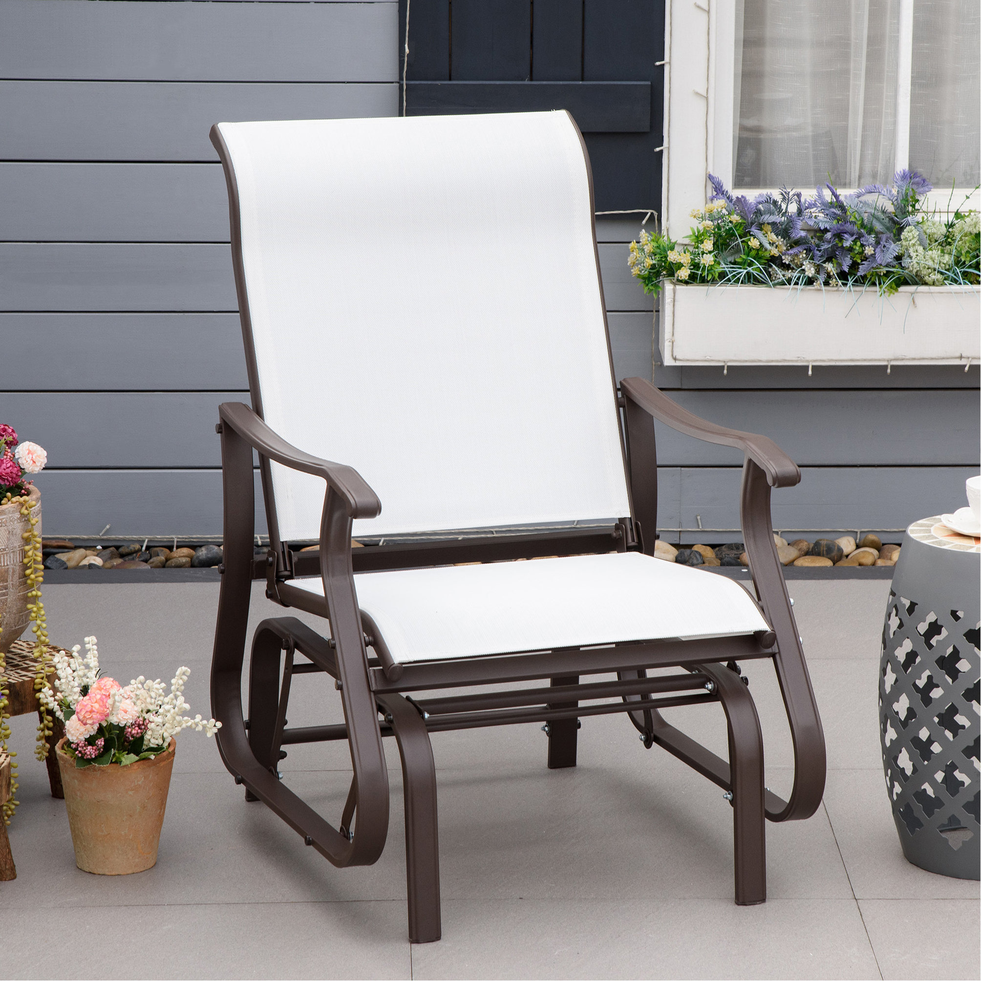 Latitude Run® Outdoor Glider Chair, Gliders For Outside Patio With ...