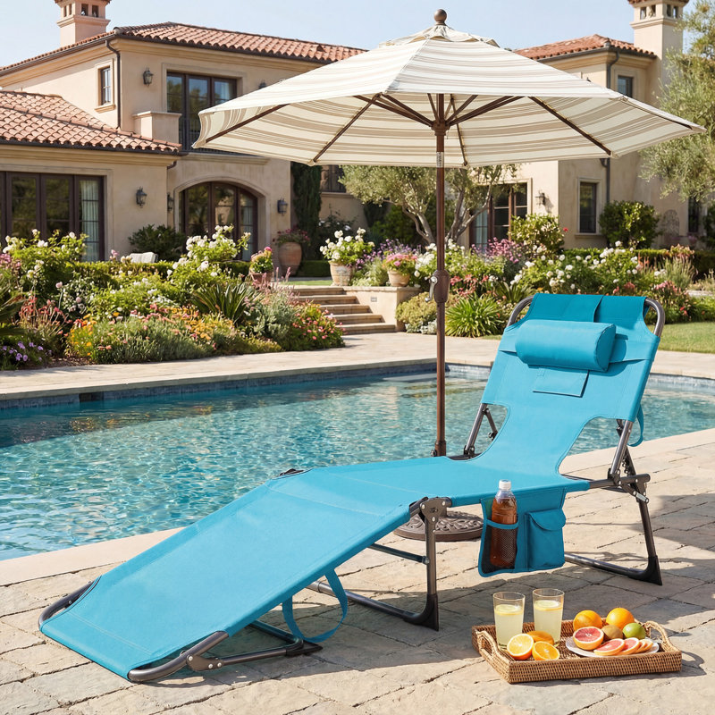 Ensemble de 2 chaises longues de plage Arlmont & Co., Turquoise, 1