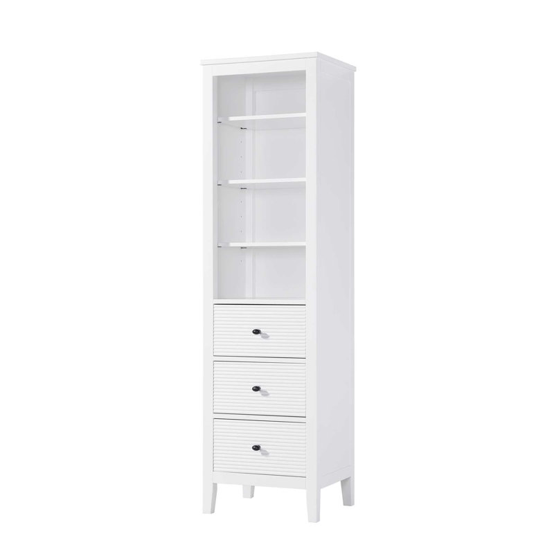 20 Inch Open Shelving Bath Storage Cabinet in White, 72" H x 20" W x 18" D, White