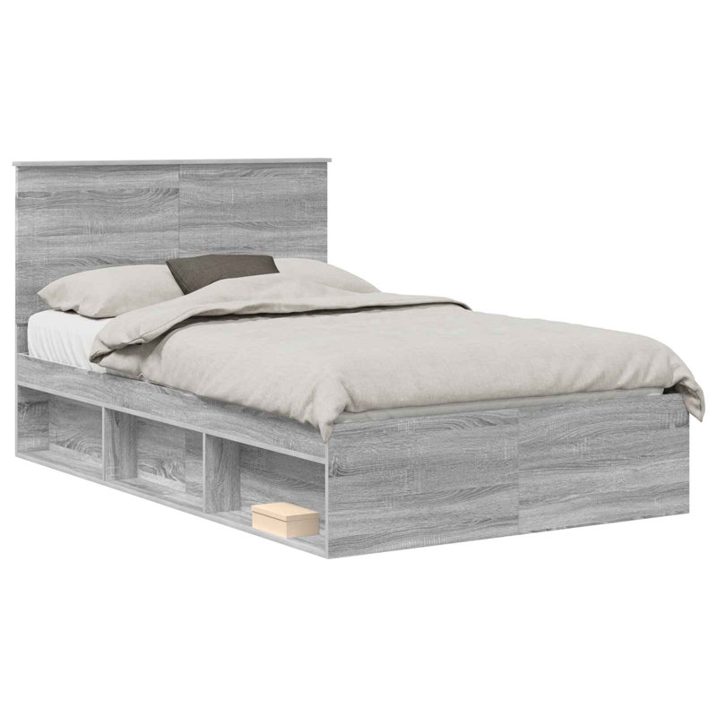 Solid Wood Bed, Small Double (4'), Grey Sonoma