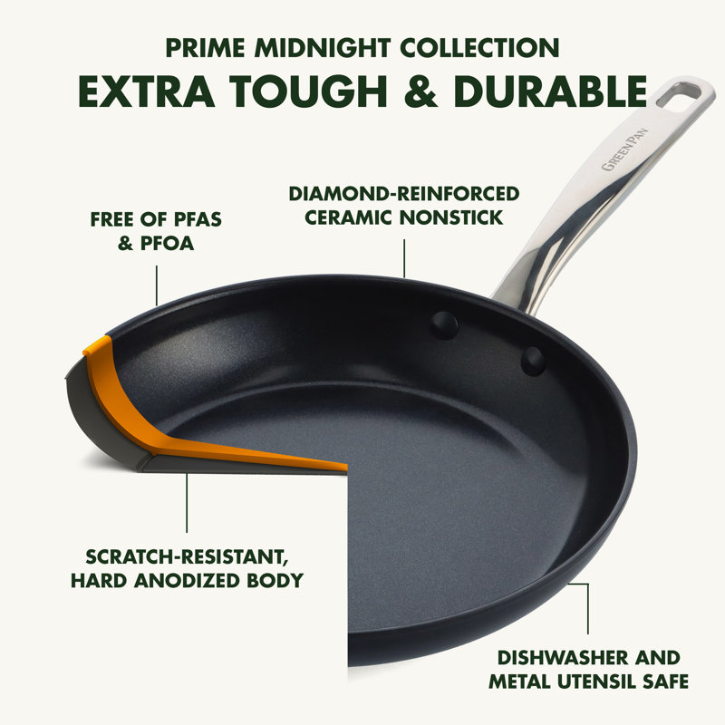 GreenPan Chatham Black Prime Midnight Healthy Ceramic Nonstick, 5 Piece Cookware Set