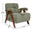 Fauteuil d'appoint rembourré de style Mid-Century avec accoudoirs et pieds en bois massif-1334438842