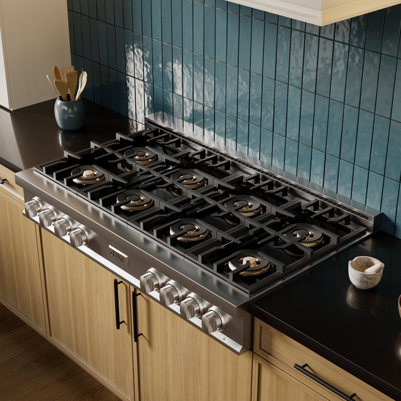ZLINE 48 in. Classic Gas Rangetop with 8 Burner DuoPro Cooktop in Black Stainless Steel, Black Stainless Steel