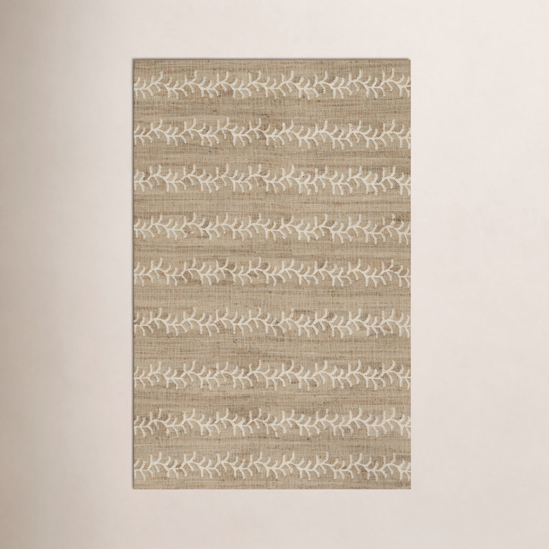 Adoria Vine Stripe Jute and Wool Handwoven Ivory Area Rug, Rectangle 8' x 10'
