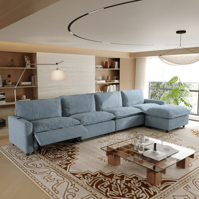 5-Piece Modular Linen Power Reclining Sectional Sofa With Zero-Gravity
