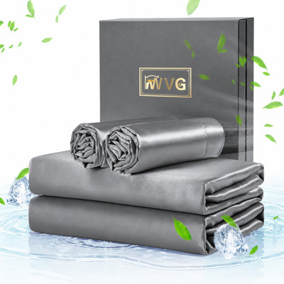 Satin Sheet Set 3PCS – Silky Soft Fitted Sheet with Pillowcases for a Calm Bedroom Retreat