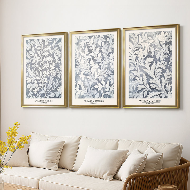 Série WORMIS DCCXCIX - Toile tendue sur mesure avec châssis - 3 pièces, H 15 po x l 19 po, Doré