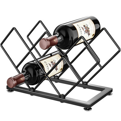 Countertop Wine Rack - 7 Bottles Metal Small Wine Racks Wine Bottle Holder Storage Space Saving For Home Kitchen Bar Tableop Cabinet Pantry