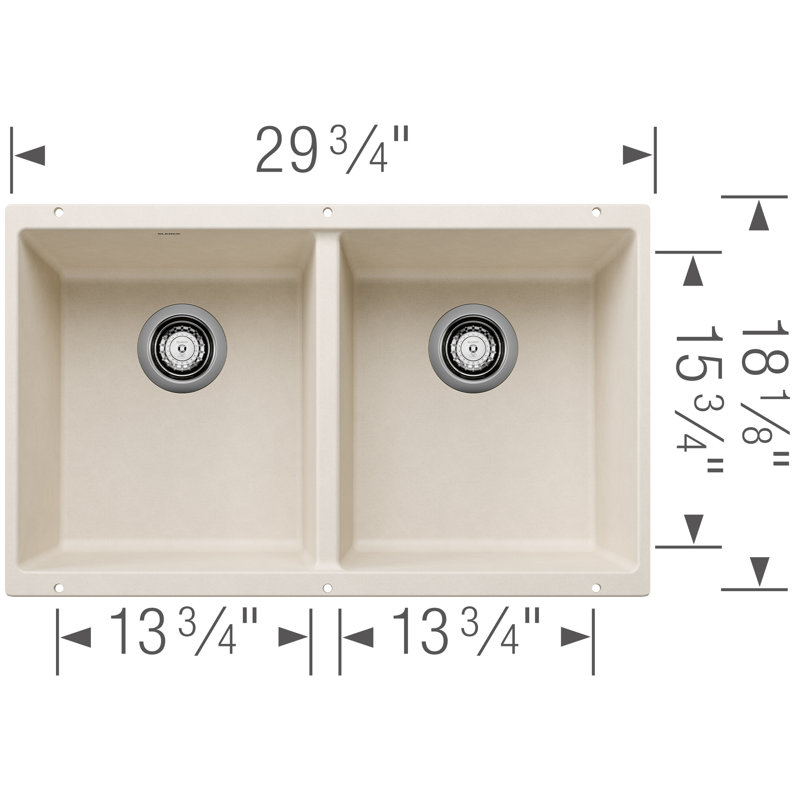 Évier de cuisine à double cuve encastrable 29 po Precis SILGRANIT 29 po - blanc doux, Blanc doux