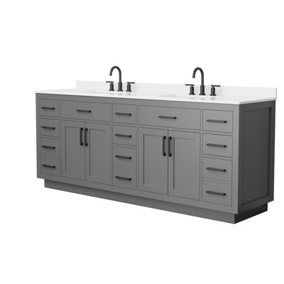Beckett TK 84'' Double Bathroom Vanity with Quartz Top