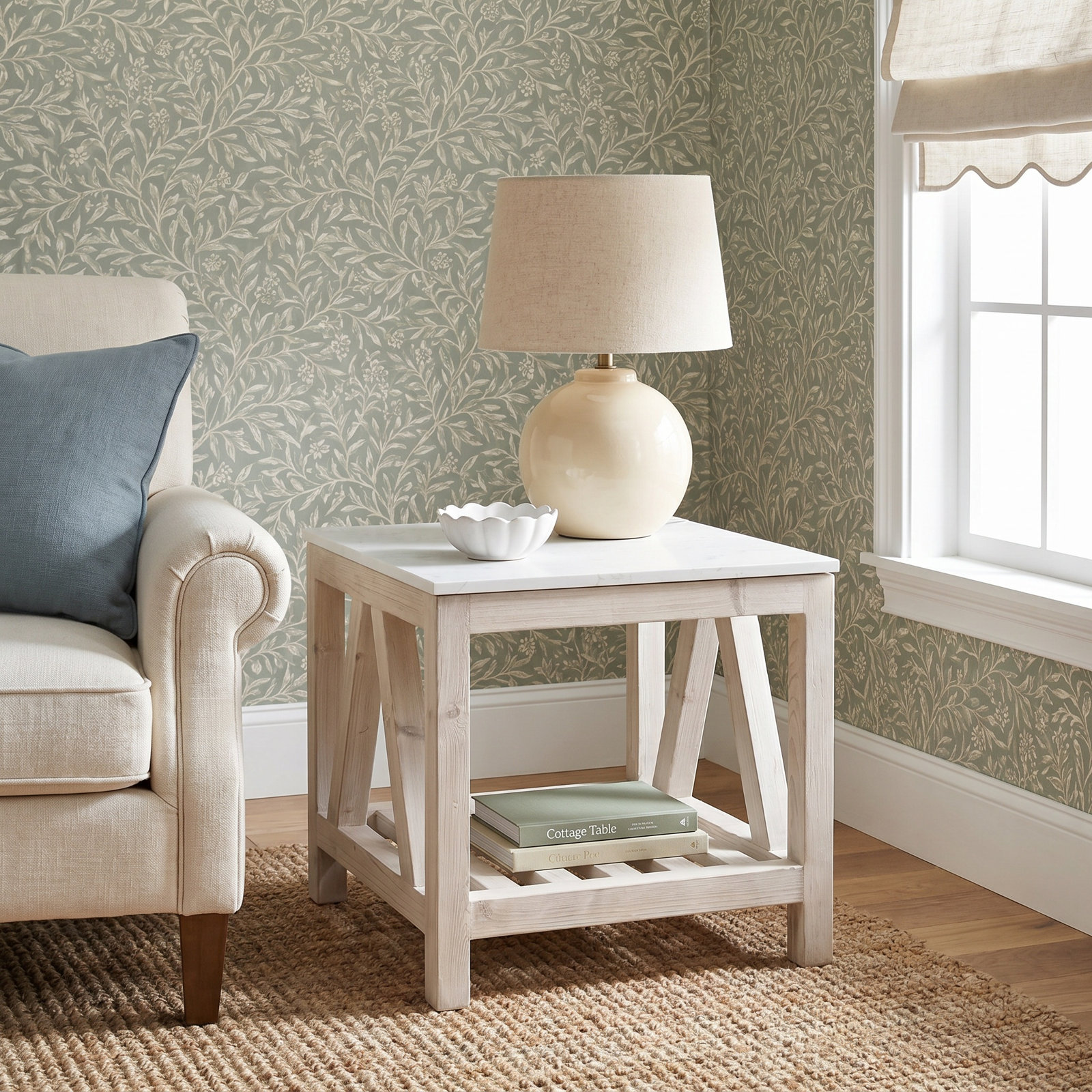 Neptunia End Table, White Wash