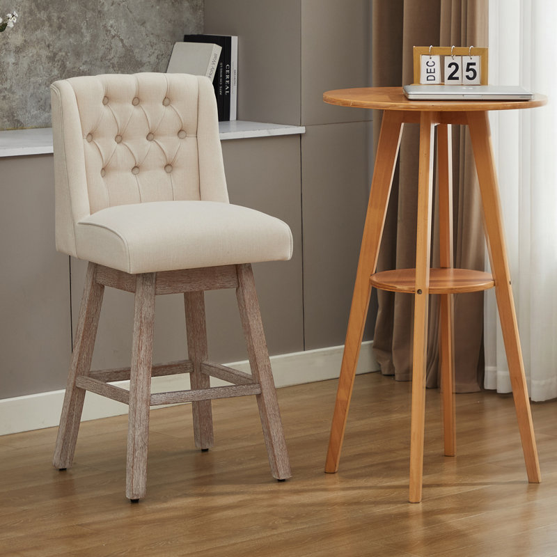 Tabouret de bar rotatif Terron, Beige, Tabouret de bar (siège d'une hauteur de 28,5 po)