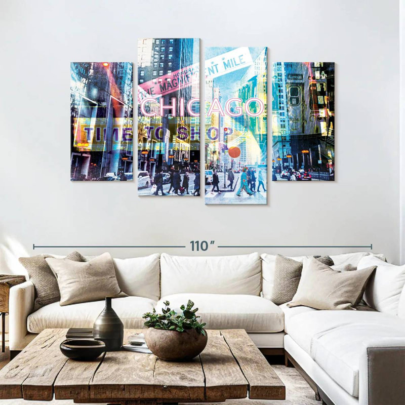 Nicci Chicago City Bustle Grunge, H 54 po x l 84 po