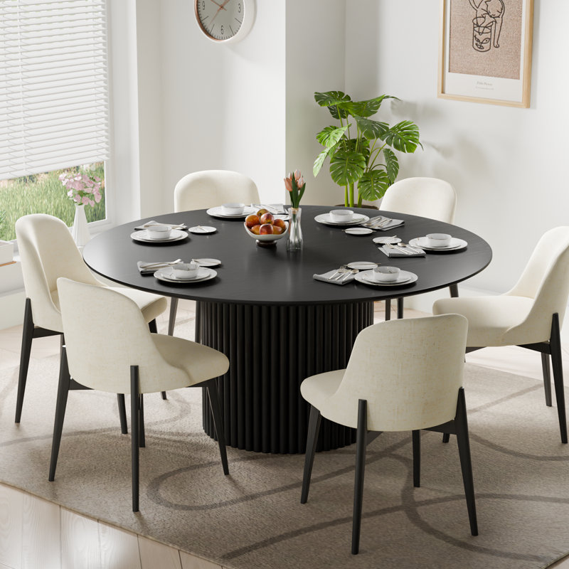 Ensemble de table ronde et chaises, Noir, H 30 po x L 60 po x l 60 po