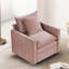 Fauteuil en chenille rose pour salon - siège profond et coussins double couche en tissu de loisirs rose, design, confort des coussins