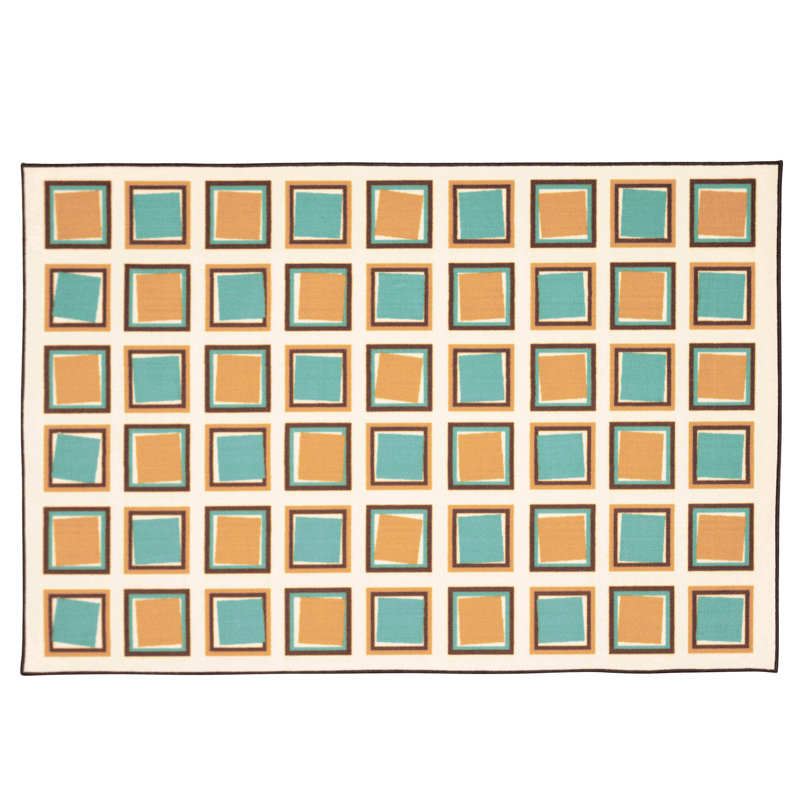 Tapis carré en nylon touffeté lavable Retro, Rectangle 3 pi x 4 pi 6 po
