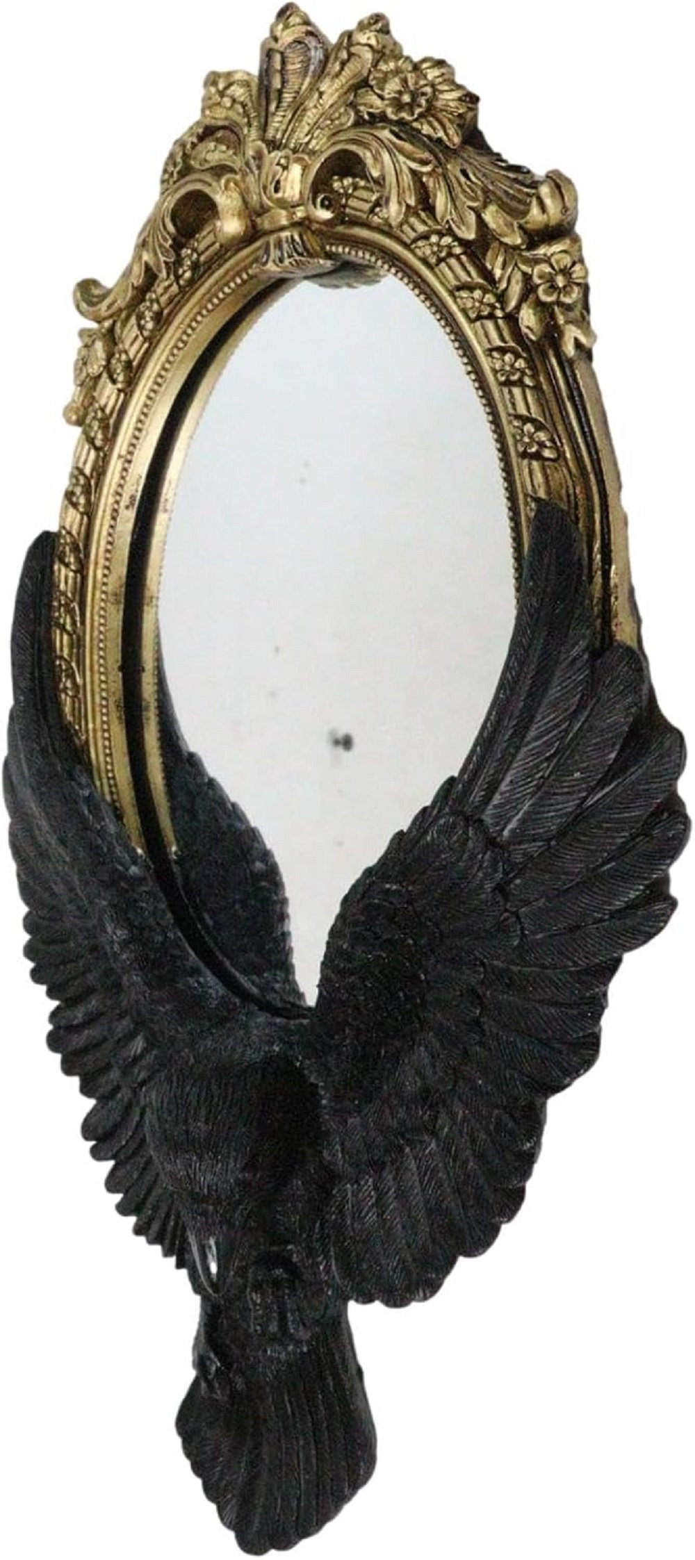 Trinx Gothic Golden Baroque Style Raven’s Gaze Decorative Vanity Wall Hanging Mirror | Wayfair