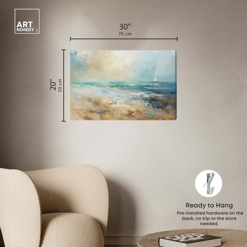 Beyond The Shore Coastal Beach Canvas Wall Art, 30" x 20"