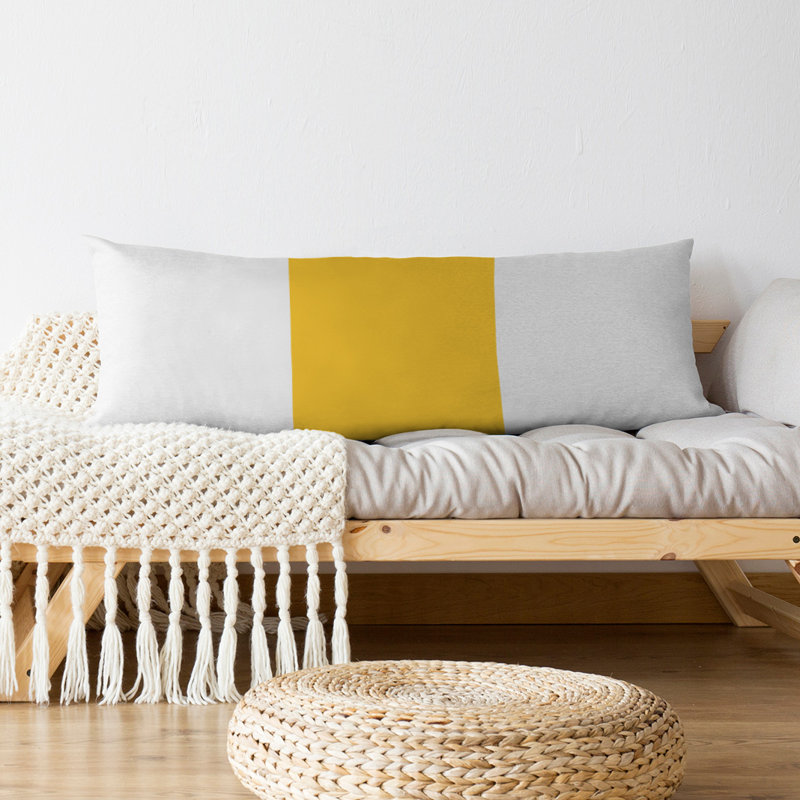 Stripes Medium Polyester/Polyfill Body Pillow, Addington Football, White and Gold