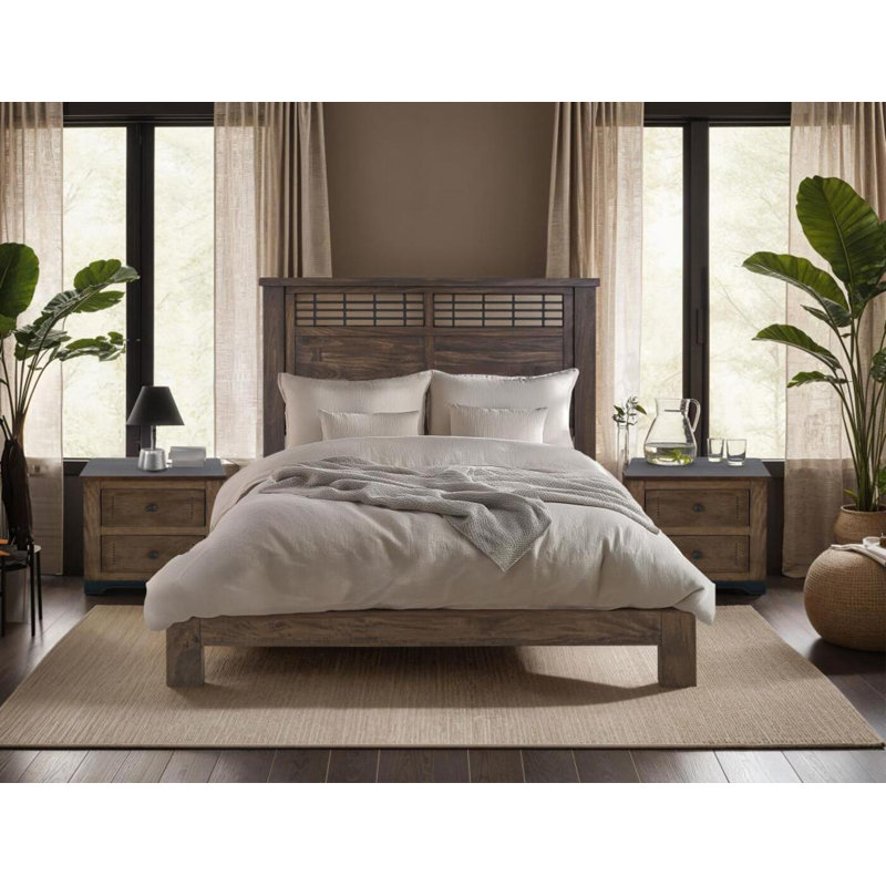 Rustic Solid Wood Bed, Queen