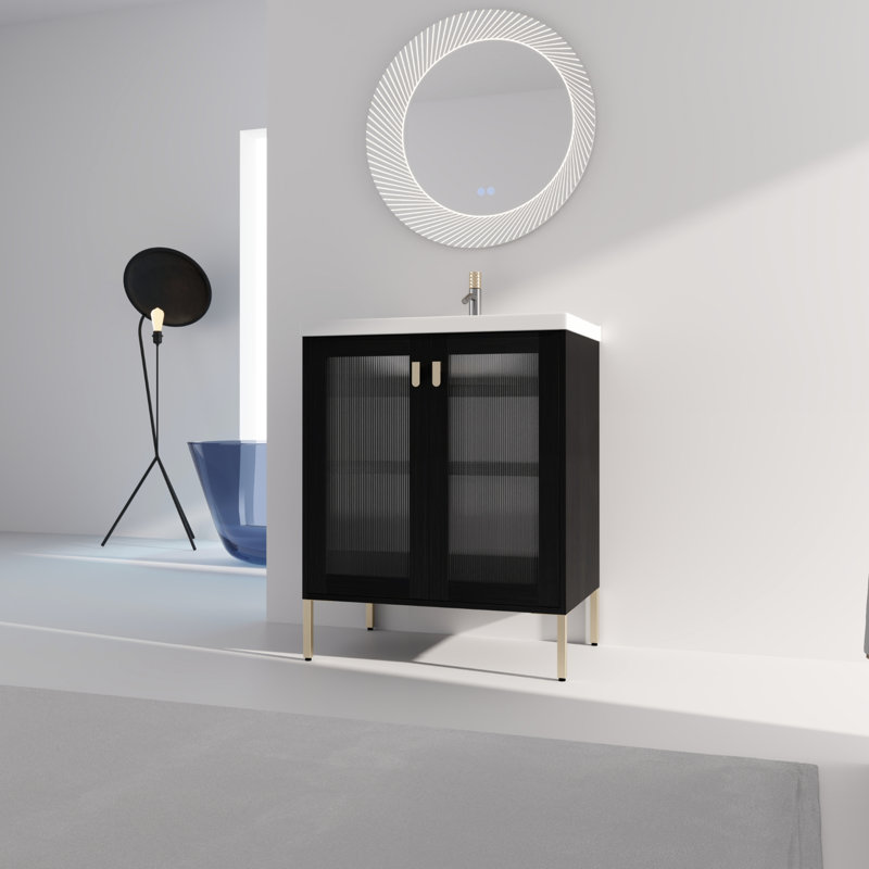 Meuble-lavabo autoportant avec lavabo en céramique