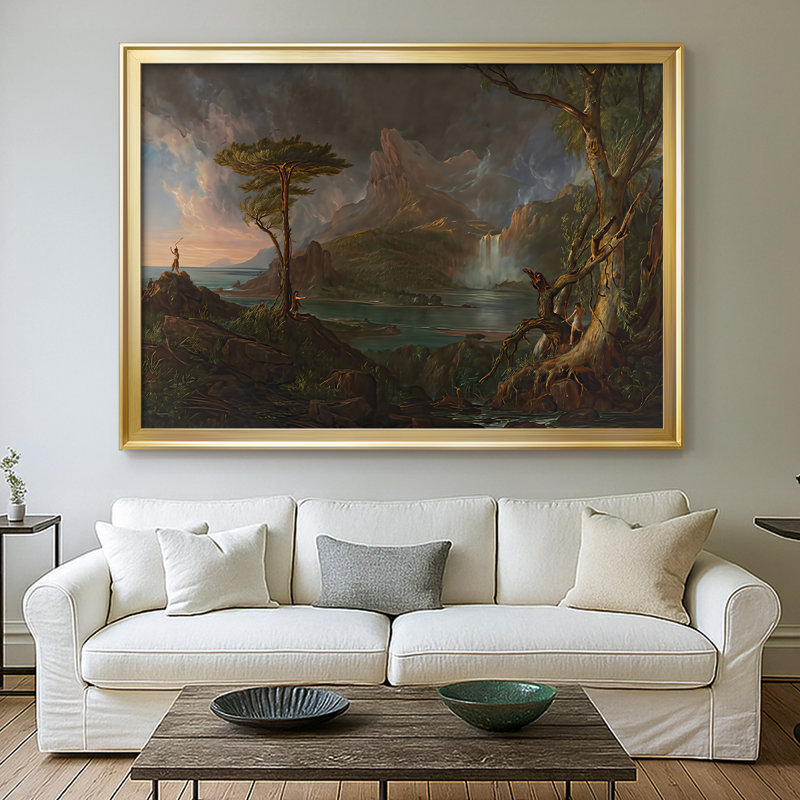 «The Course of Empire: The Savage State» (doublon de THC9.) - Thomas Cole, toile tendue avec châssis, 1834, 26,5 x 36,5, Doré
