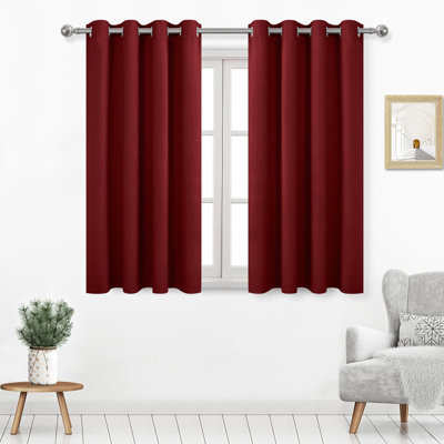 2 Thick Panels Room Darkening Blackout Curtains, Thermal Insulated Block Out Light Grommet Drapes