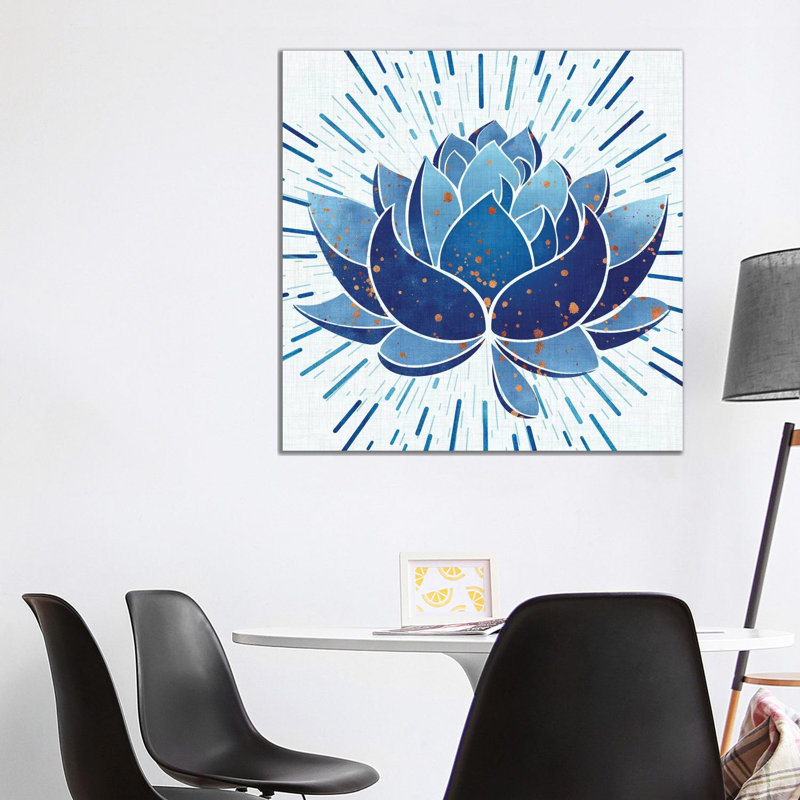 Blooming Indigo Lotus - Wrapped Canvas Print, 93.98cm H x 93.98cm W x 1.91cm D