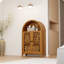 Armoire arquée sculptée à la main, rangement en bois massif avec tablette ouverte et 2 portes, grande décoration étroite pour le salon, la chambre à coucher et le vestibule