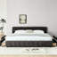 Comfortable King Bed With Upholstered Headboard And Efficient Drawer - Dark Grey Size Cozy Chenille Fabric-2077200488
