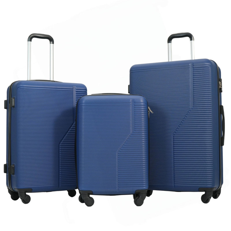 Ensemble de bagage 3 pièces Valise légère et durable en ABS avec roulettes pivotantes, verrou TSA, (20/24/28)