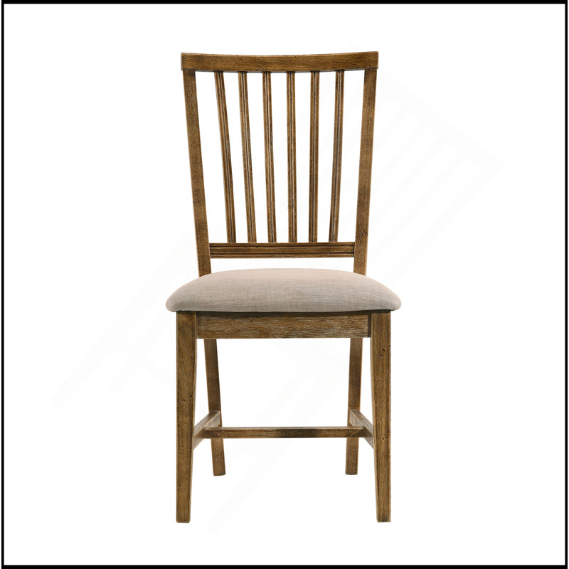 Ensemble de 2 chaises d'appoint à dossier en lattes brun clair et chêne patiné