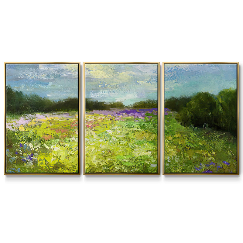 3 - Pieces, Gold Framed, 36" H x 75" W x 2" D