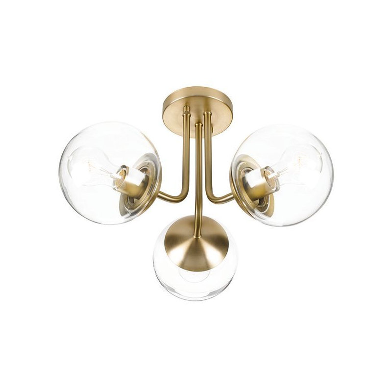 Plafonnier semi-encastré en verre Kivah, Or doux, Transparent