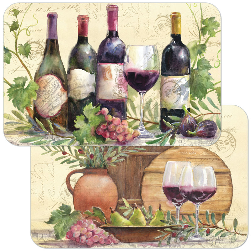 Rustic Wine 4 Piece Reversible Flexible Plastic Placemat