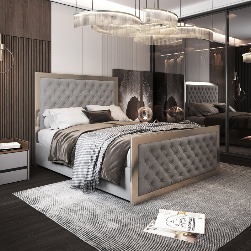 Aleeza Upholstered Bed, Single (3'), Grey