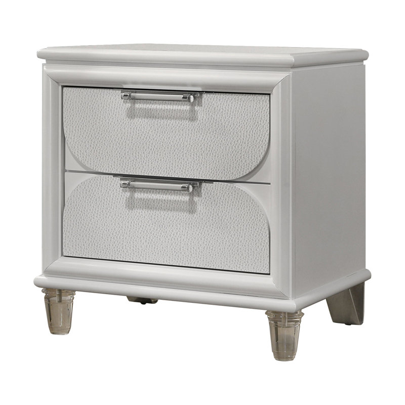 Table de chevet, blanc perle